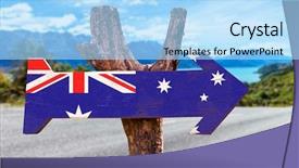  Presentation with australia - Audience pleasing presentation theme consisting of australian culture - australia flag sign with road backdrop and a light blue colored foreground