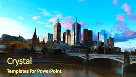  Presentation with melbourne - Amazing PPT theme having australian culture - skyline of melbourne backdrop and a tawny brown colored foreground
