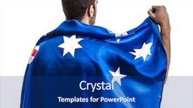  Presentation with australian - Amazing slide deck having australian fan celebrating on white backdrop and a navy blue colored foreground