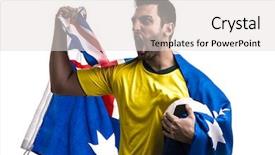  Presentation with australian aboriginal - Colorful PPT theme enhanced with australian fan celebrating on white backdrop and a light gray colored foreground