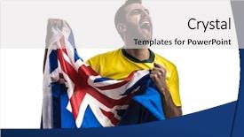  Presentation with celling fan - Audience pleasing slide deck consisting of australian fan celebrating on white backdrop and a light gray colored foreground