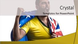  Presentation with australian - PPT theme featuring australian fan celebrating on white background and a light gray colored foreground