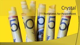  Presentation with australian dollar - Colorful PPT theme enhanced with twenty yard line - football and natural light backdrop and a forest green colored foreground