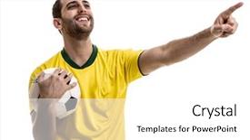  Presentation with ac and fan - Slide deck with australian football league - brazilian fan celebrating on white background and a white colored foreground