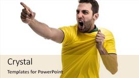  Presentation with celling fan - Audience pleasing slide deck consisting of australian football league - brazilian fan celebrating on white backdrop and a gold colored foreground