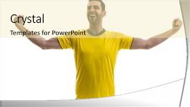  Presentation with ac and fan - Slide set consisting of australian football league - brazilian fan celebrating on white background and a blonde colored foreground