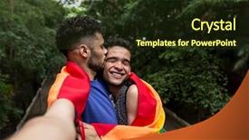  Presentation with rainbow gay pride sign - Amazing slide deck having australian freedom - gay couple taking a selfie backdrop and a tawny brown colored foreground
