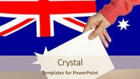  Presentation with australia - PPT theme enhanced with australian government - hand with ballot and box background and a lemonade colored foreground