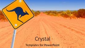  Presentation with australian - PPT theme with australian kangaroo roadsign in red background and a yellow colored foreground