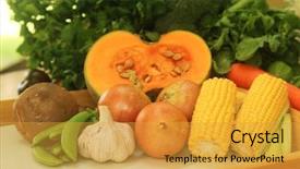  Presentation with fruits - Beautiful slide set featuring australian made - fruits and vegetables and other backdrop and a gold colored foreground