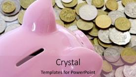  Presentation with vertical - Audience pleasing presentation theme consisting of australian money - pink piggy bank looking backdrop and a coral colored foreground