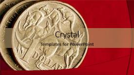  Presentation with australian dollar - Presentation theme enhanced with australian money one dollar coins background and a coral colored foreground