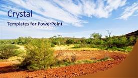  Presentation with rural australia - Amazing PPT theme having australian outback landscape backdrop and a sky blue colored foreground