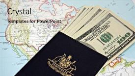  Presentation with passport - Presentation theme enhanced with australian passport and us banknotes background and a soft green colored foreground