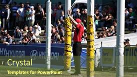  Presentation with goal - Presentation featuring australian-rules-football-goal-umpire background and a tawny brown colored foreground