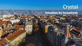  Presentation with vienna - Theme with austria panorama - cityscape architecture background background and a teal colored foreground