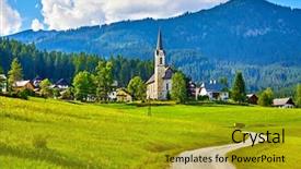  Presentation with church blue - Presentation consisting of austria traditional church with chapel background and a gold colored foreground