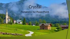  Presentation with church blue - PPT theme consisting of austria traditional church with chapel background and a teal colored foreground