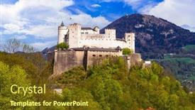  Presentation with travel - Presentation design having austria-travel-and-landmarks-medieval background and a tawny brown colored foreground