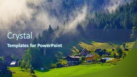  Presentation with green forest morning - Audience pleasing PPT theme consisting of austrian-alps-mountains-alpine-village backdrop and a ocean colored foreground
