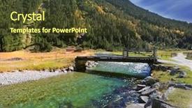  Presentation with crystal - PPT theme having austrian alps starting famous krimml waterfalls crystal clear water sparkles in the midday sun through the narrow creek wooden bridge spanned background and a tawny brown colored foreground