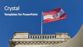 Presentation with sky blue - Audience pleasing theme consisting of austrian flag waving against blue backdrop and a ocean colored foreground