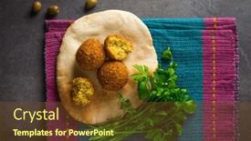  Presentation with arabic food - Presentation enhanced with authentic-arabic-food-falafel-beautiful background and a tawny brown colored foreground