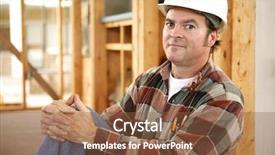  Presentation with construction worker harassment workplace - Presentation consisting of authentic construction worker on actual background and a tawny brown colored foreground