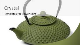  Presentation with teapot - PPT theme having authentic-japanese-green-cast-iron background and a white colored foreground
