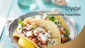  Presentation with mexican food - Slides enhanced with authentic mexican carnitas tacos background and a light blue colored foreground