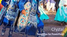  Presentation with region - Audience pleasing PPT theme consisting of authentic-peruvian-dance-in-titicaca backdrop and a ocean colored foreground