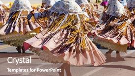  Presentation with folk dance - Audience pleasing PPT layouts consisting of authentic peruvian dance backdrop and a coral colored foreground