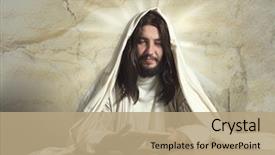  Presentation with jesus bread - Colorful slide deck enhanced with authentic reenactment scene of jesus backdrop and a coral colored foreground