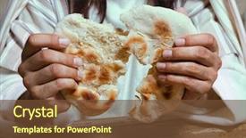  Presentation with jesus bread - Slide deck featuring authentic reenactment scene of jesus background and a tawny brown colored foreground