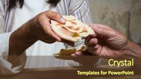  Presentation with jesus bread - PPT theme having authentic reenactment scene of jesus background and a tawny brown colored foreground