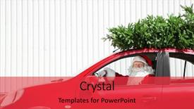  Presentation with self driving car - Slide deck enhanced with authentic santa claus driving car background and a red colored foreground