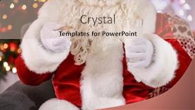  Presentation with cookie - Presentation theme with authentic santa claus holding glass of milk and cookie against blurred christmas lights background and a lemonade colored foreground