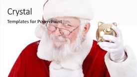  Presentation with santa claus holding scroll paper - Amazing theme having authentic santa claus holding gold backdrop and a sky blue colored foreground