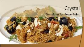  Presentation with food chicken - Presentation design with authentic saudi chicken kabsa known background and a coral colored foreground