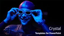  Presentation with swimmer - PPT theme enhanced with authentic-triathlete-swimmer-having background and a navy blue colored foreground