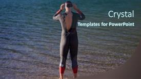  Presentation with triathlon - Cool new PPT theme with authentic-triathlon-athlete-getting-ready backdrop and a ocean colored foreground