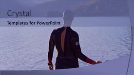  Presentation with triathlon - Colorful slide deck enhanced with authentic-triathlon-athlete-getting-ready backdrop and a ocean colored foreground