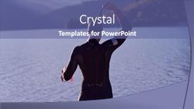 Presentation with triathlon - Beautiful PPT layouts featuring authentic-triathlon-athlete-getting-ready backdrop and a ocean colored foreground
