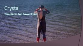  Presentation with triathlon - Beautiful slide deck featuring authentic-triathlon-athlete-getting-ready backdrop and a ocean colored foreground