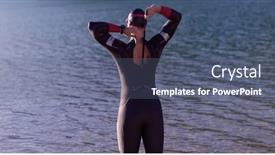  Presentation with triathlon - Presentation theme having authentic-triathlon-athlete-getting-ready background and a ocean colored foreground