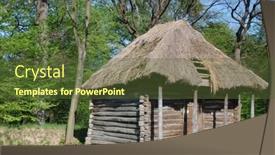  Presentation with air - Presentation enhanced with authentic-ukrainian-house-in-pirogovo background and a tawny brown colored foreground