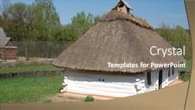  Presentation with air - Beautiful presentation featuring authentic-ukrainian-house-in-pirogovo backdrop and a gray colored foreground