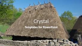  Presentation with air - PPT theme consisting of authentic-ukrainian-house-in-pirogovo background and a violet colored foreground