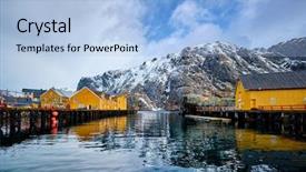  Presentation with red chinese winter festival - Colorful theme enhanced with authentication - nusfjord authentic fishing village backdrop and a  colored foreground