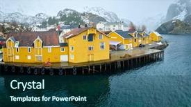  Presentation with fishing - Theme consisting of authentication - panorama of nusfjord authentic fishing background and a  colored foreground